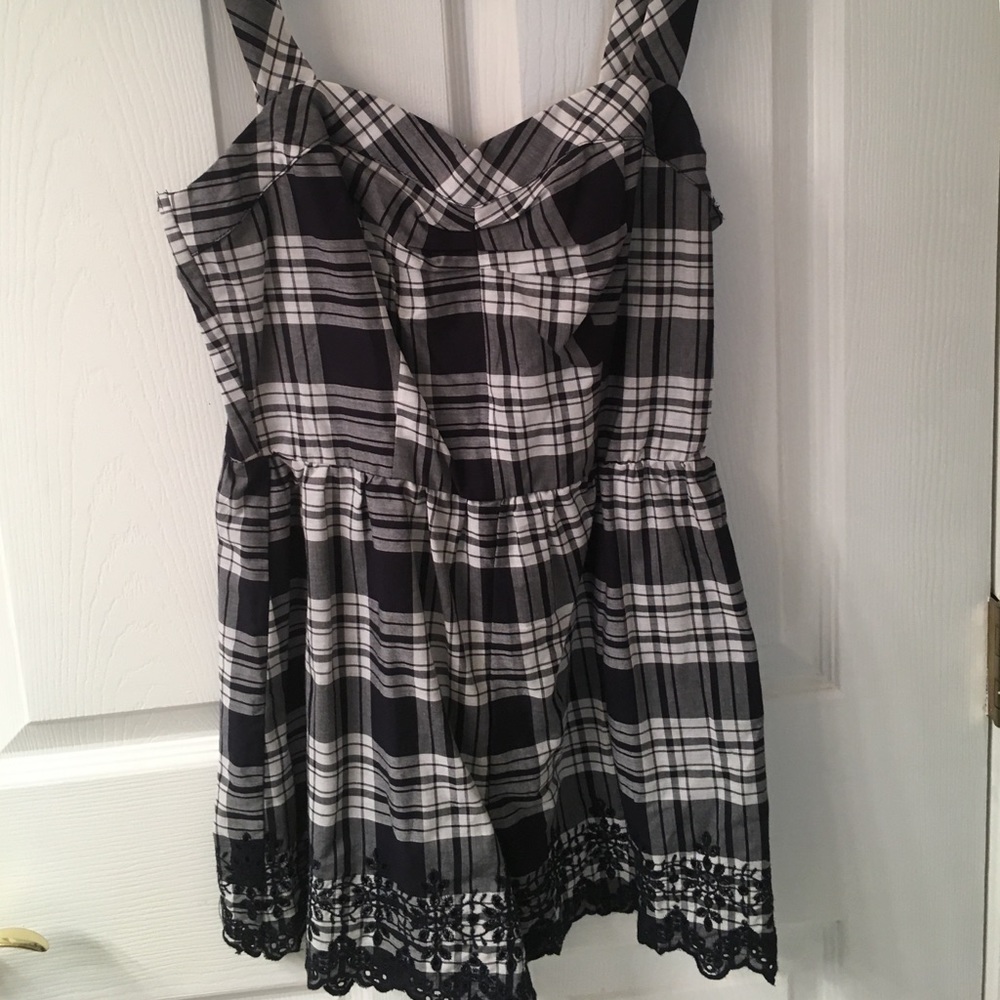 NWT: Navy plaid romper